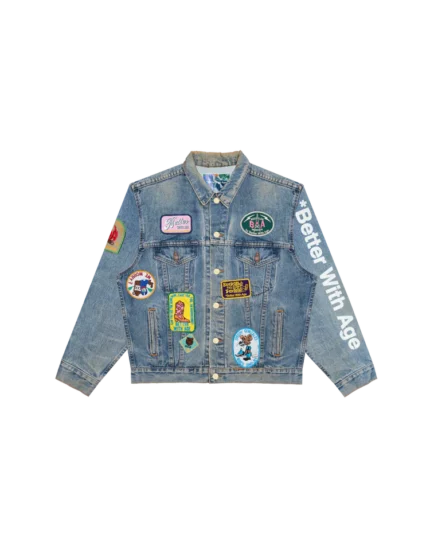 better with age charlatan reversible denim / baseball jacket