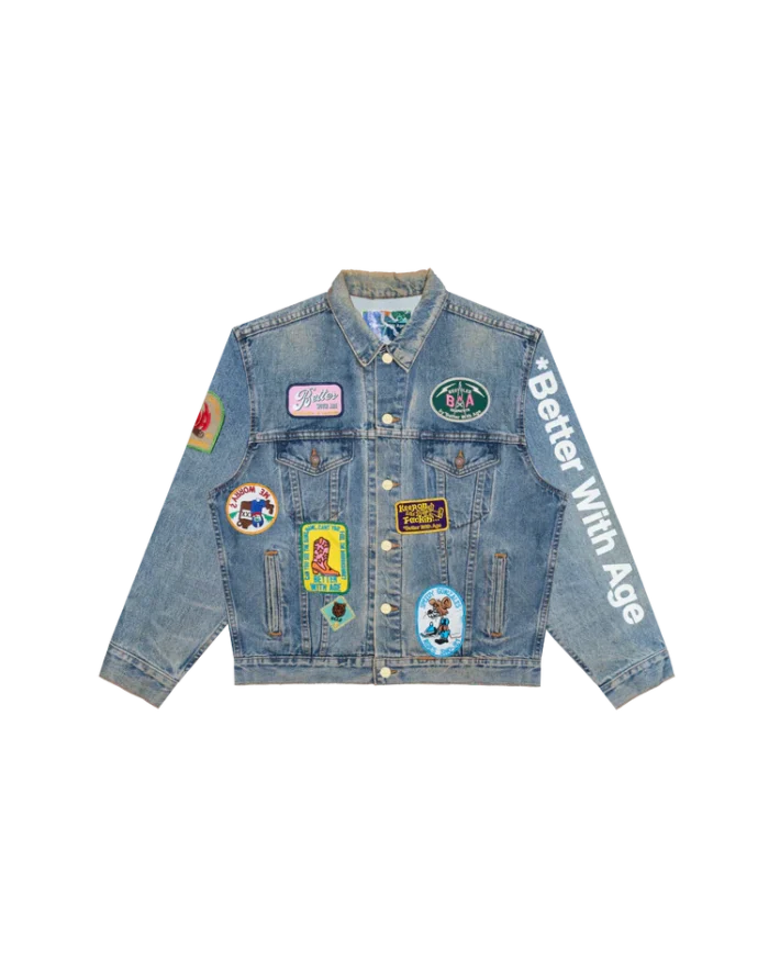 better with age charlatan reversible denim / baseball jacket